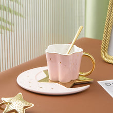 Load image into Gallery viewer, Ceramic Star Moon Coffee Cup And Saucer
